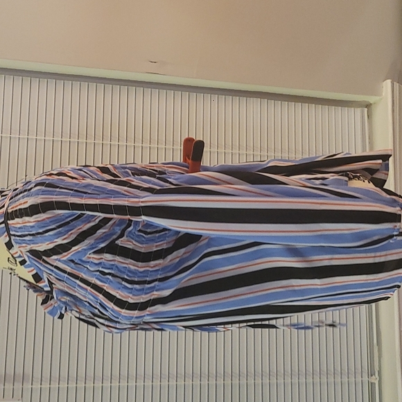 A.n.a Striped V Neck Blouse with Strings and Bell Sleeve - Picture 4 of 9